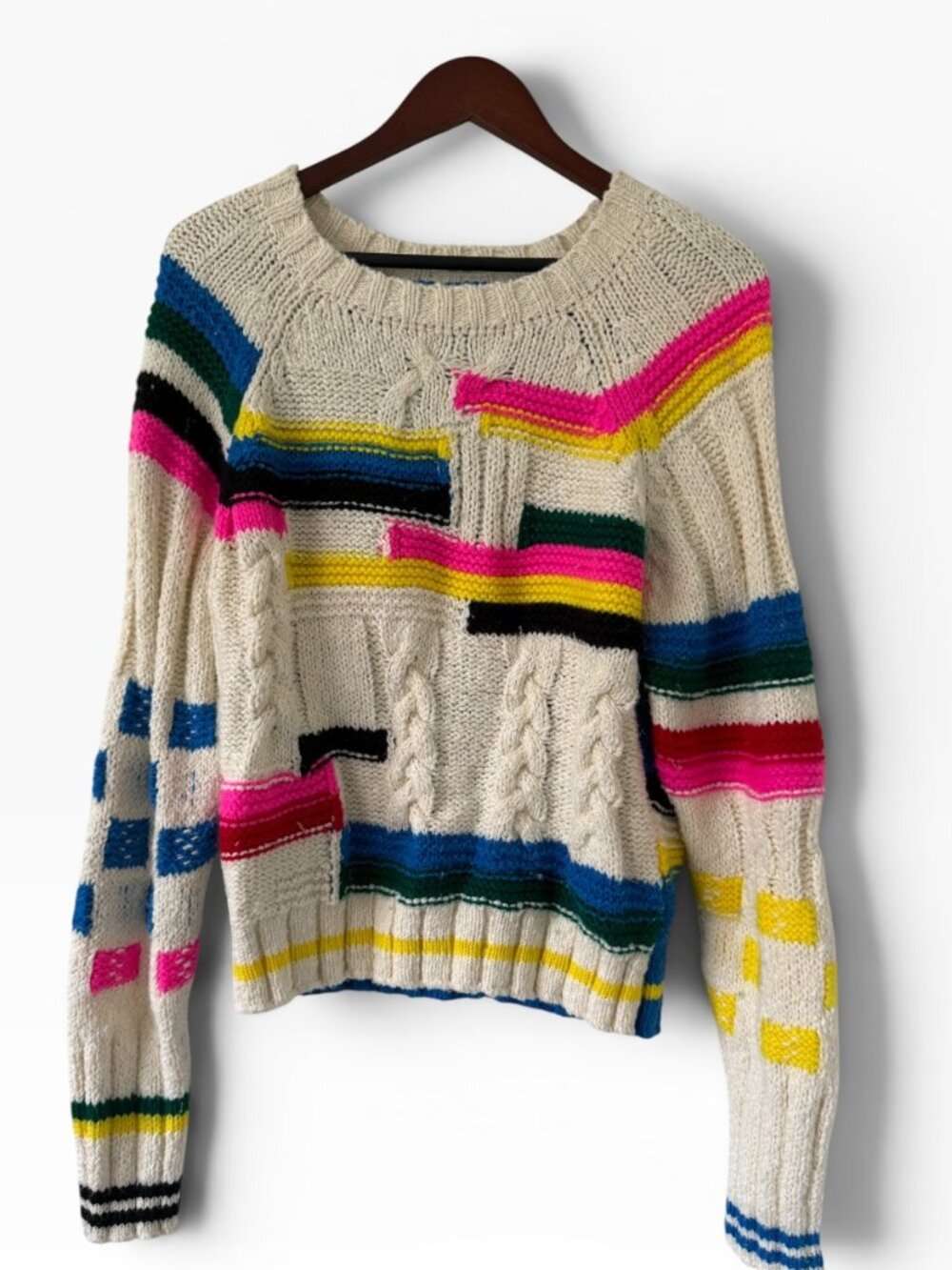 MOTHER The Itsy Raglan Jumper in Flash of Light- M- Sweater
